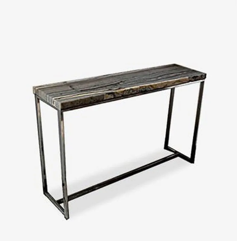 (LS) Uptown Onyx Console Table With Stainless Steel Base-Dark Color