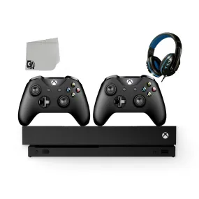 Microsoft Xbox One X 1TB Gaming Console Black 2 Controller Included BOLT AXTION Bundle Like New