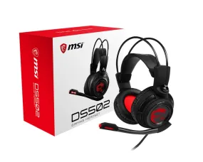 Msi Ds502 7.1 Virtual Surround Sound Gaming Headset 'Black With Ambient Dragon Logo, Wired Usb Connector, 40Mm Drivers,