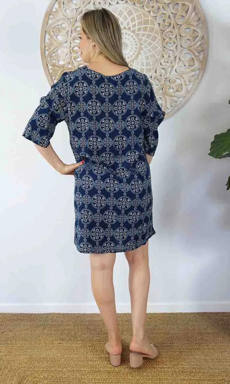 Rayon Tunic 3/4 Sleeve Katmandu Navy