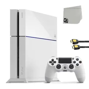 Sony PlayStation 4 500GB Gaming Console White With BOLT AXTION Bundle Refurbished