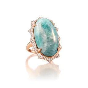 Special Edition "Happiness" Sun ring with Amazonite & Pave Diamond Accents